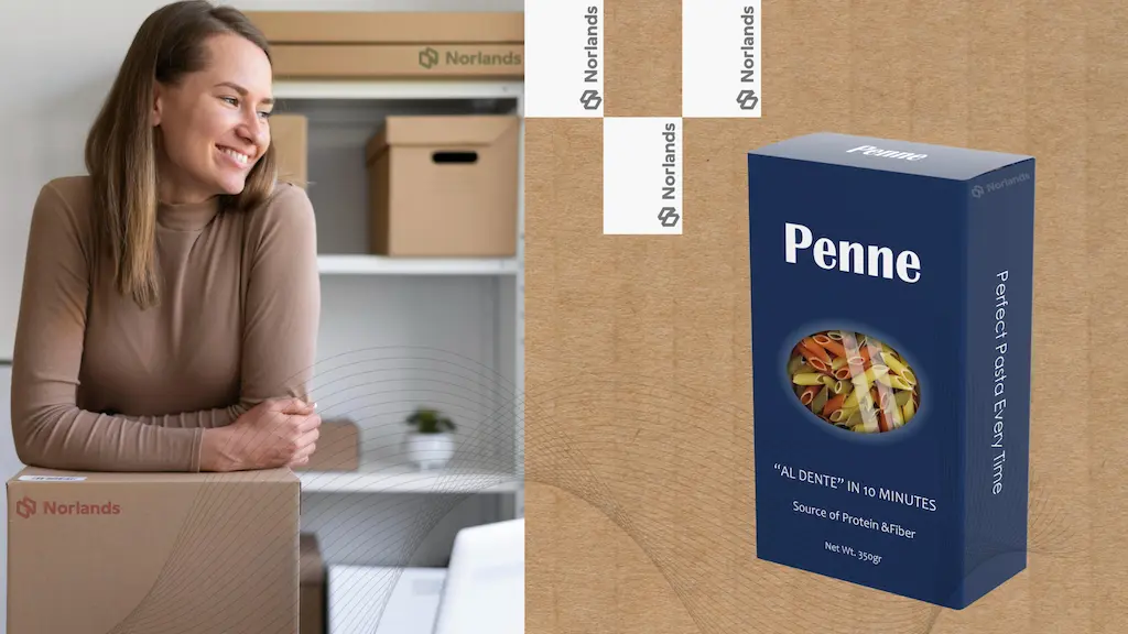 Norlands-branded packaging box displayed in a workspace environment, representing reliability and smart design for professional shipping and storage.