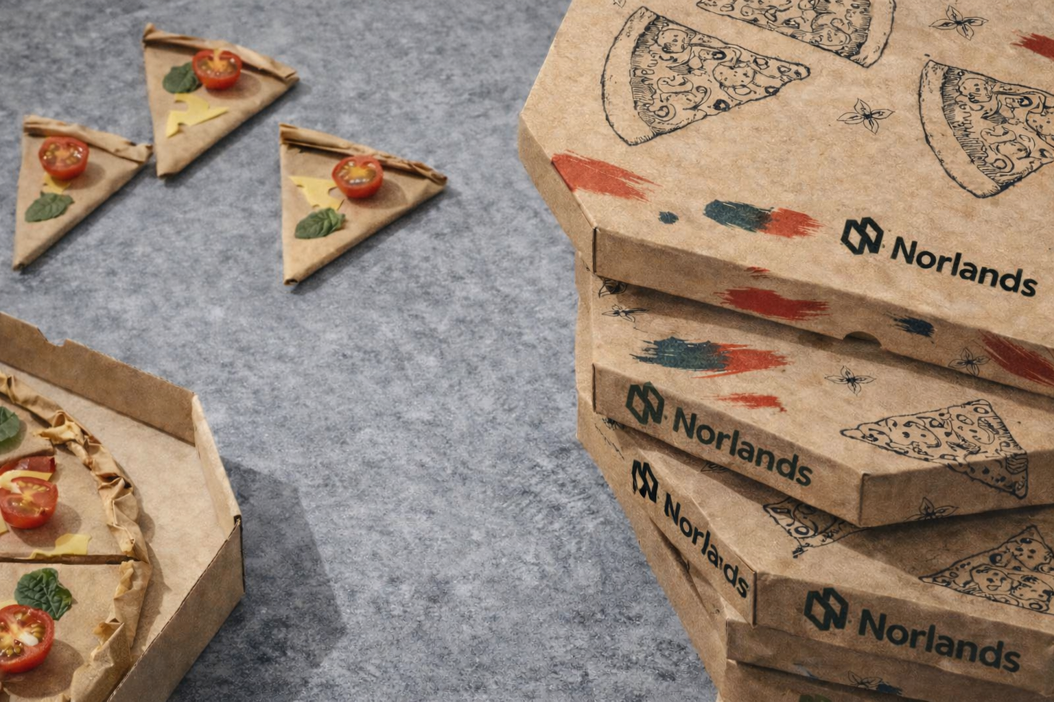 Custom packaging localization applied to food packaging with tailored graphics for regional restaurant branding