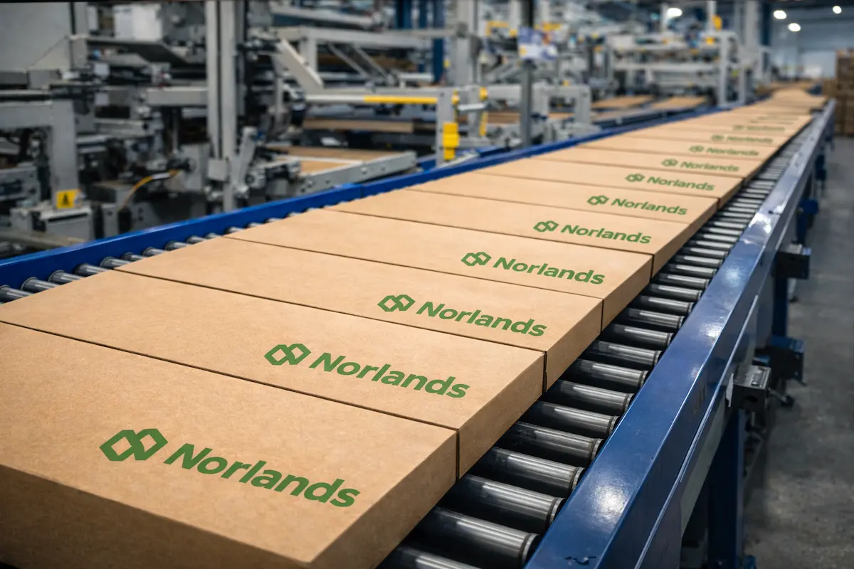 Automated corrugated box production line illustrating packaging scalability for growing brands through high-volume manufacturing and consistent packaging output