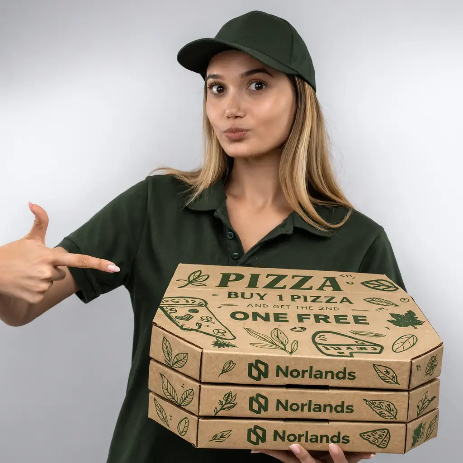 Food delivery worker holding stacked pizza boxes demonstrating how packaging delays Western Canada can impact restaurant delivery operations