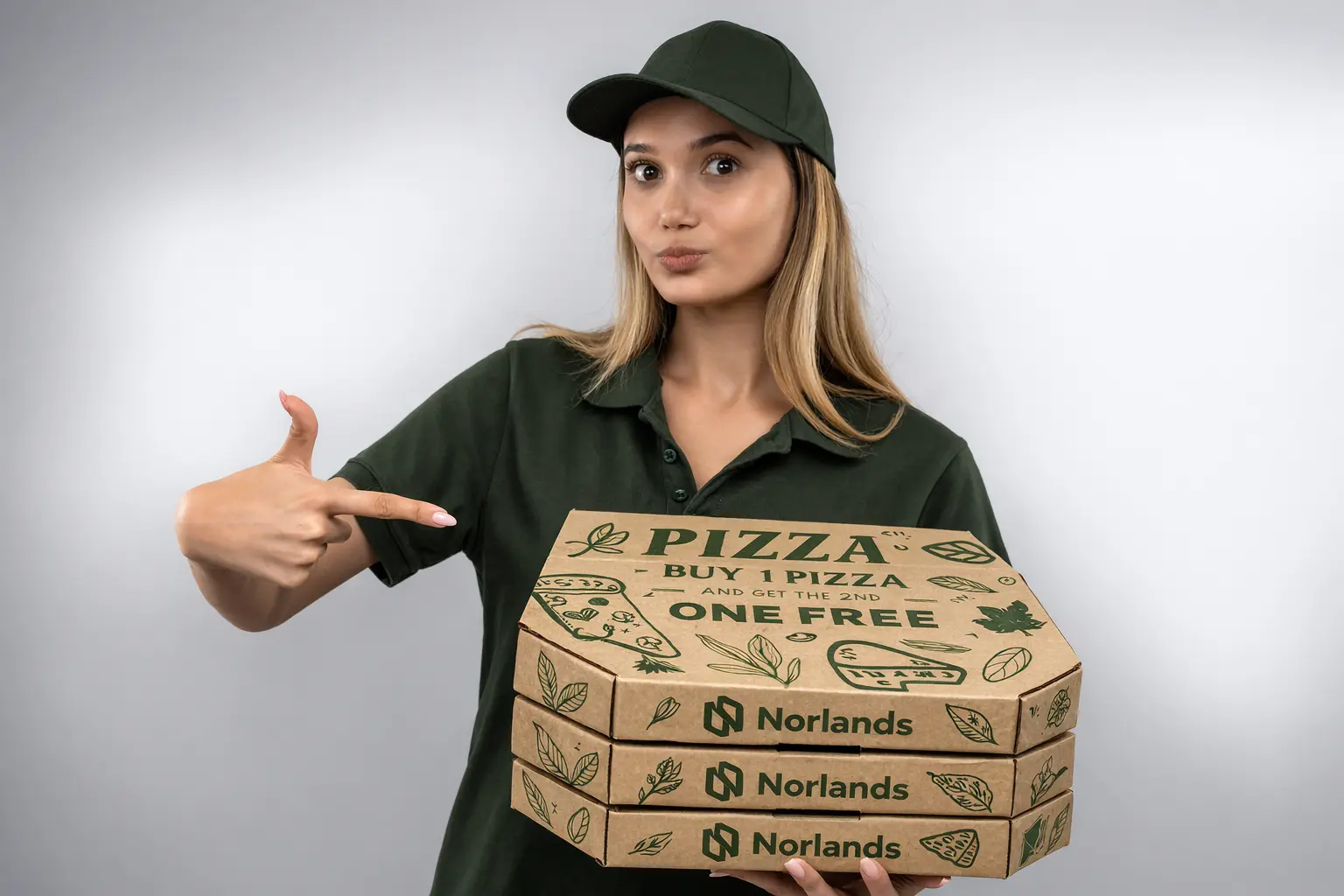 Food delivery worker holding stacked pizza boxes demonstrating how packaging delays Western Canada can impact restaurant delivery operations