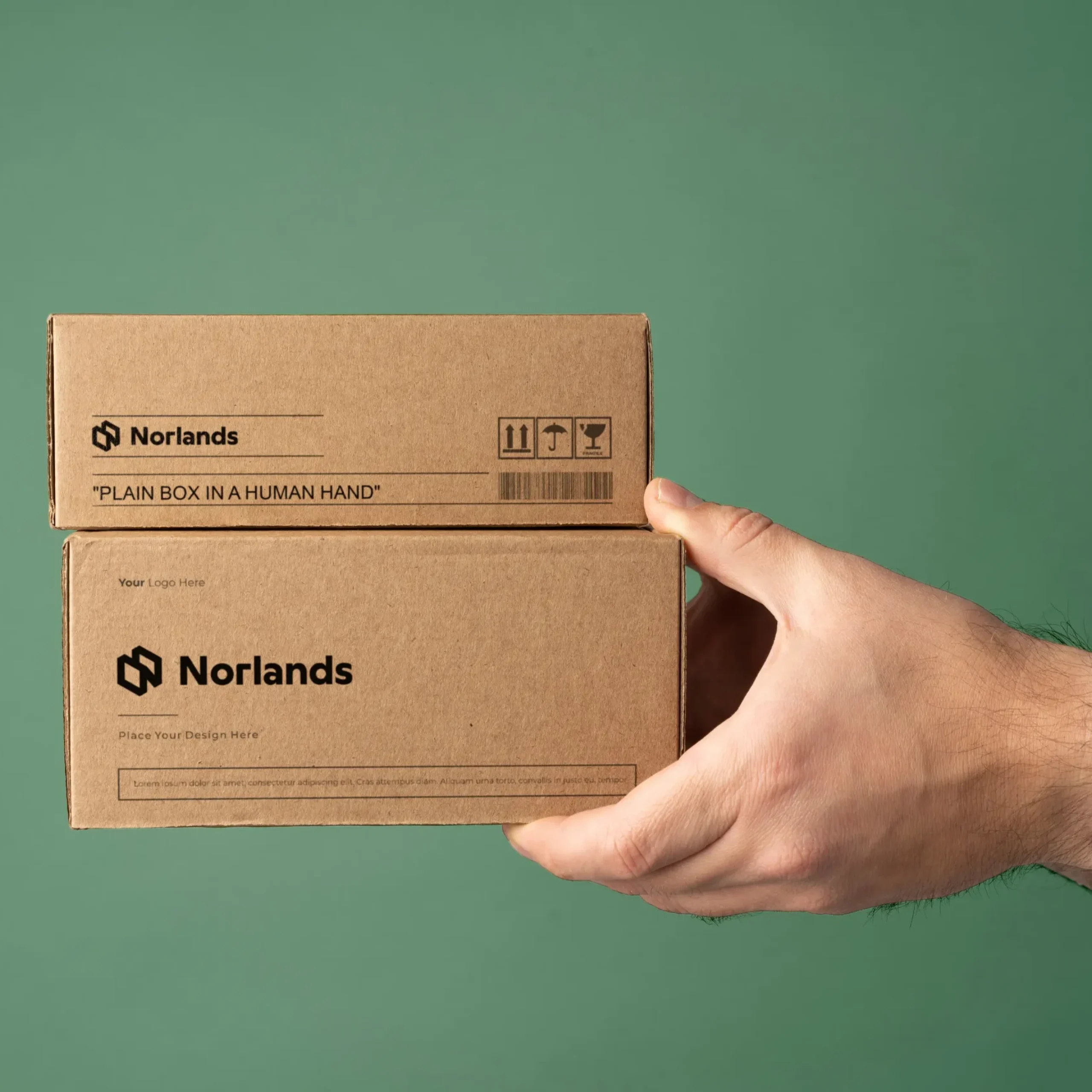 Hand holding small custom packaging boxes Vancouver designed for retail products and branded shipping