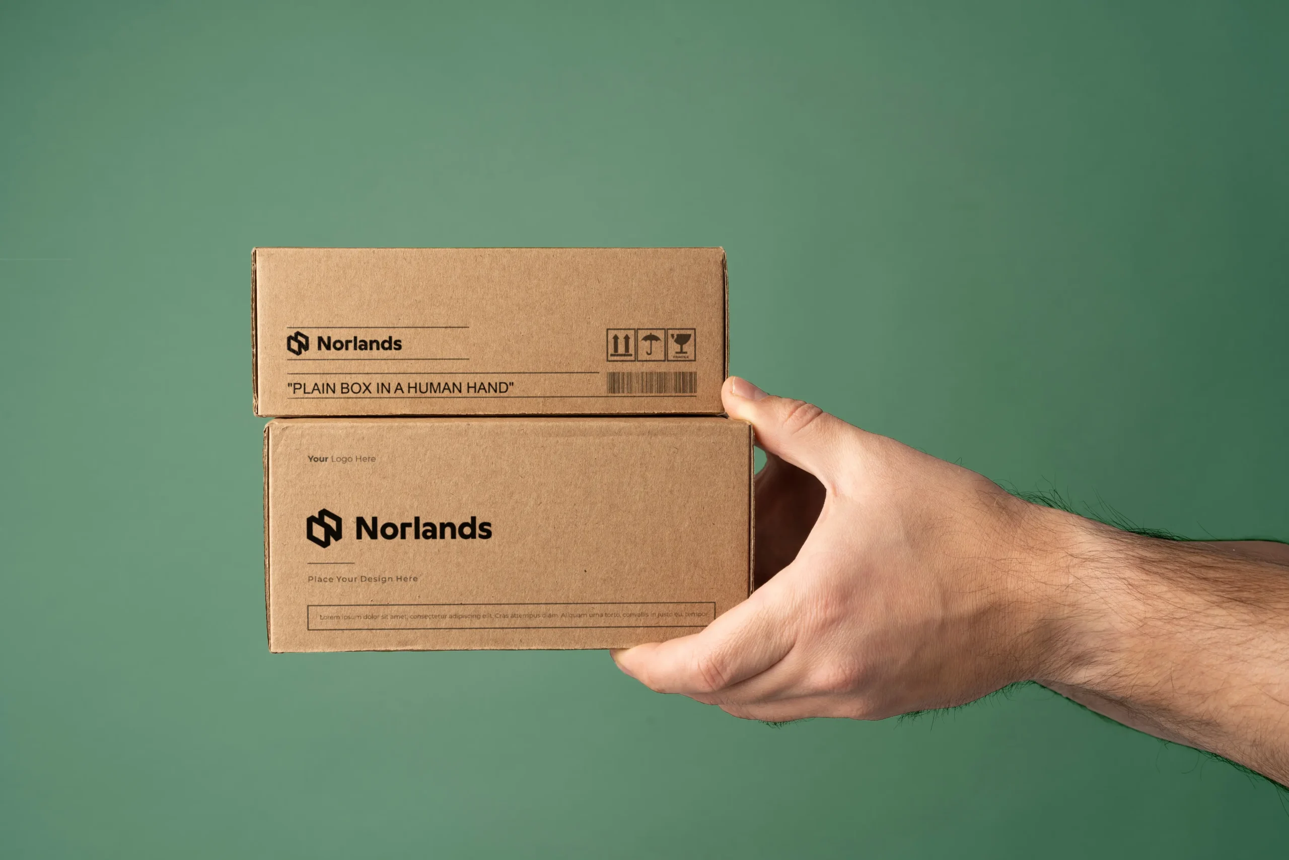 Hand holding small custom packaging boxes Vancouver designed for retail products and branded shipping