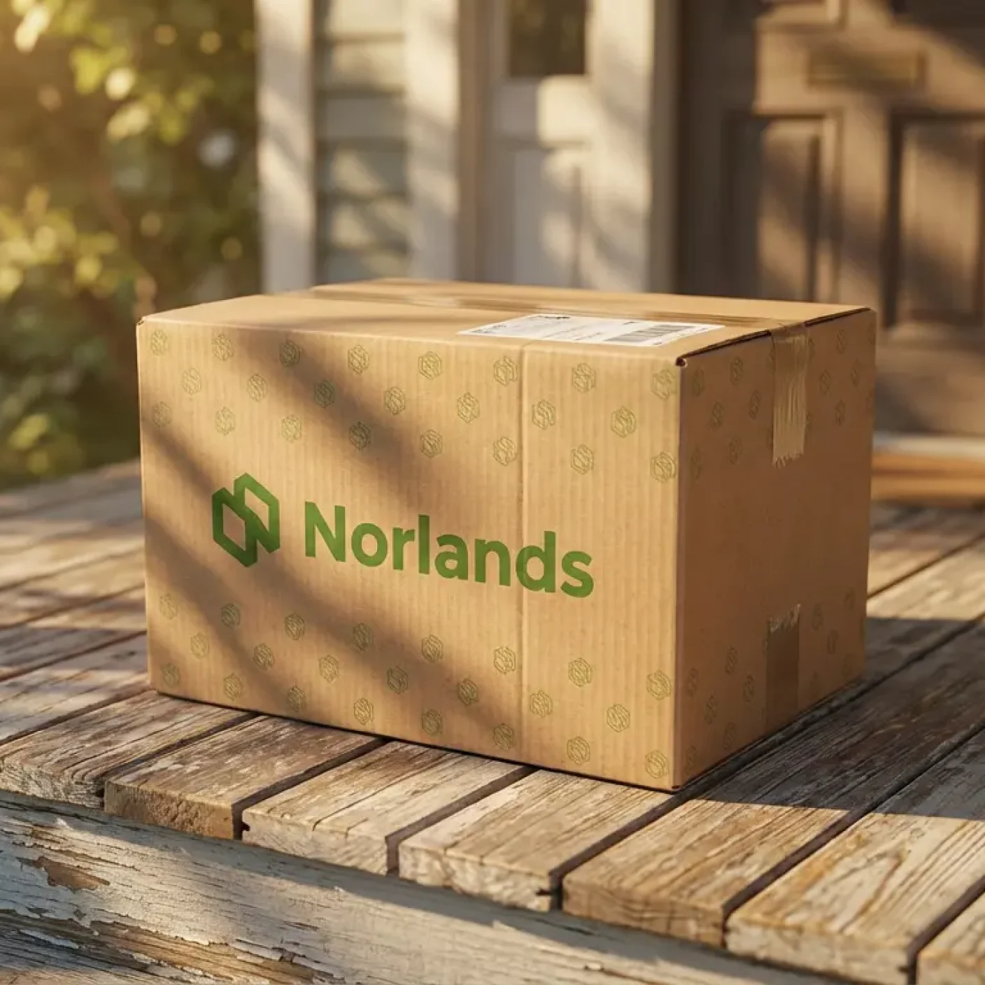 Delivered corrugated package on doorstep representing packaging design logistics efficiency BC in last mile delivery and secure product arrival