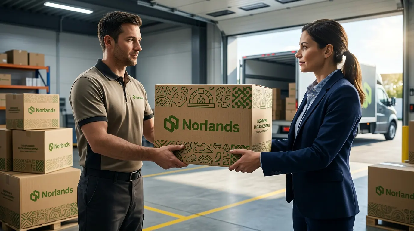 Packaging handoff at distribution point showing packaging capacity planning Canada across last-mile delivery and logistics coordination