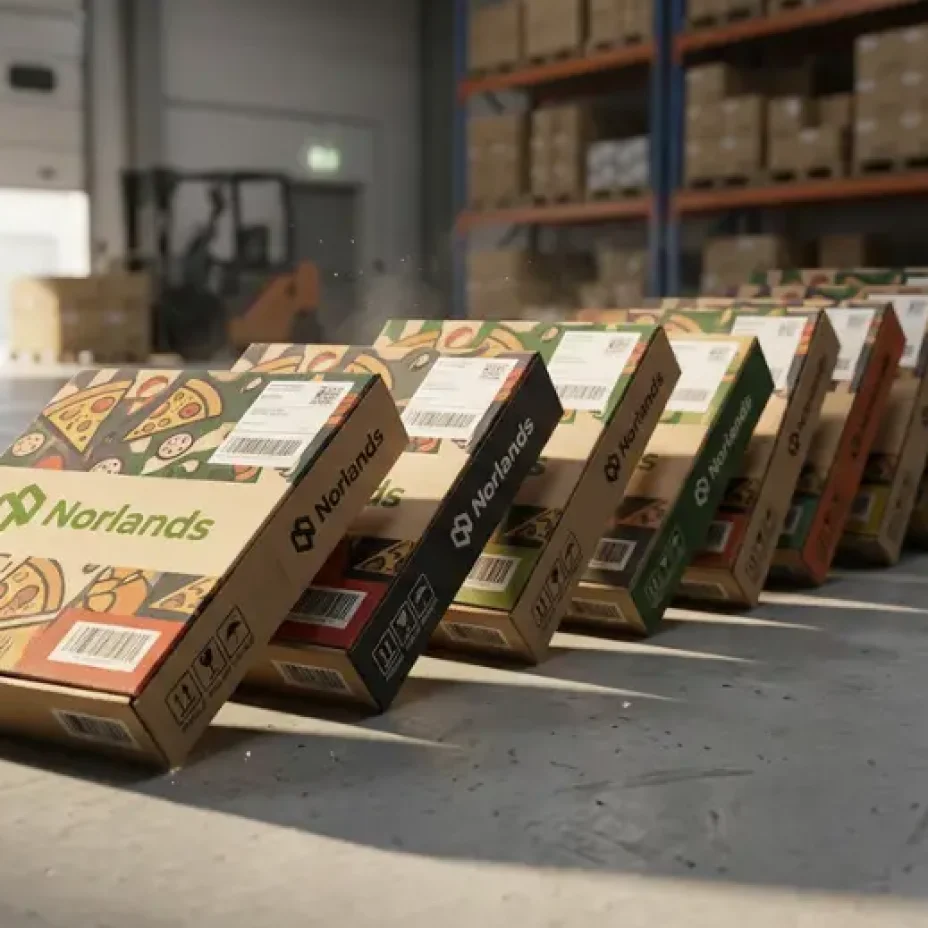 Falling packaging boxes illustrating packaging cost optimization risks and how small inefficiencies can create large operational disruptions