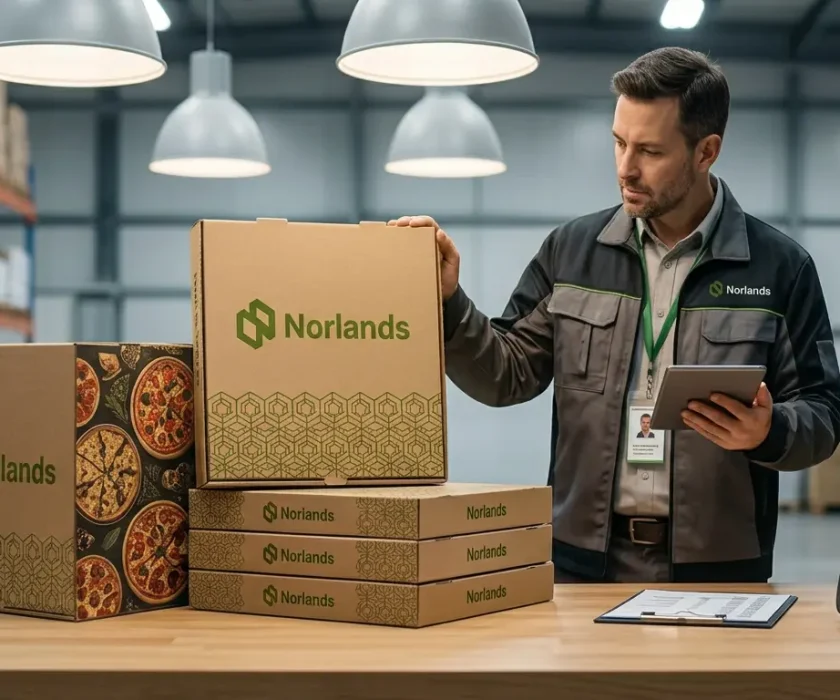 Packaging supervisor checking labeled boxes to align with packaging compliance requirements Canada in warehouse operations