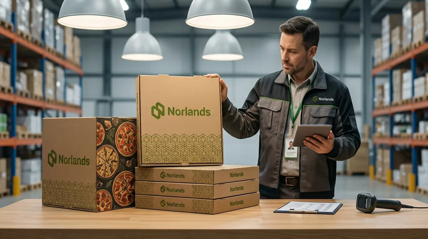 Packaging supervisor checking labeled boxes to align with packaging compliance requirements Canada in warehouse operations