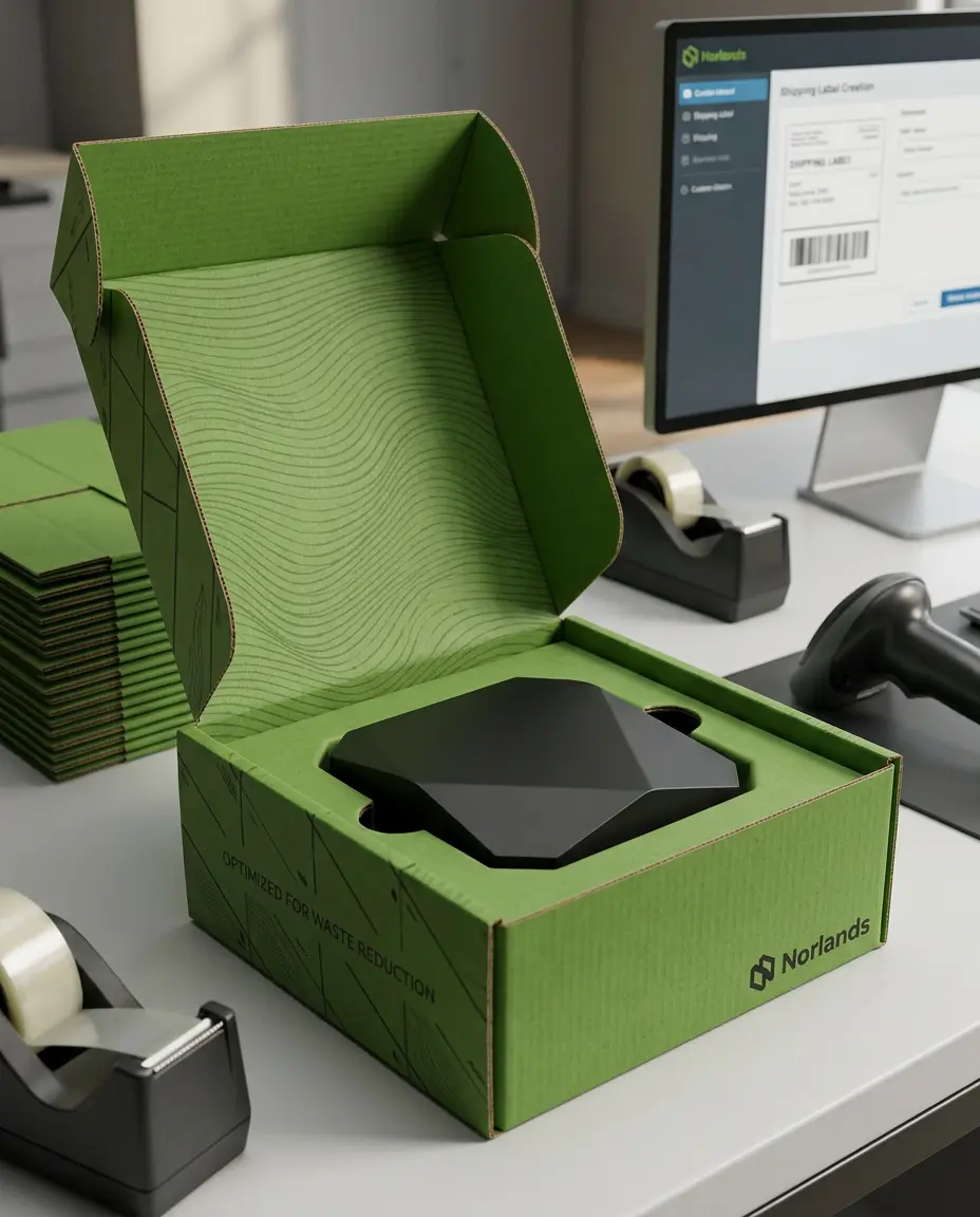 Optimized box arrangement inside delivery vehicle showing ecommerce packaging optimization Canada for space efficiency