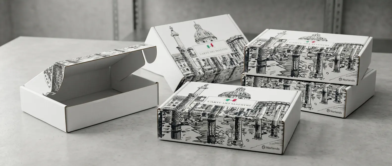 Flat packaging structure illustrating minimalist packaging design Canada with efficient and simplified construction