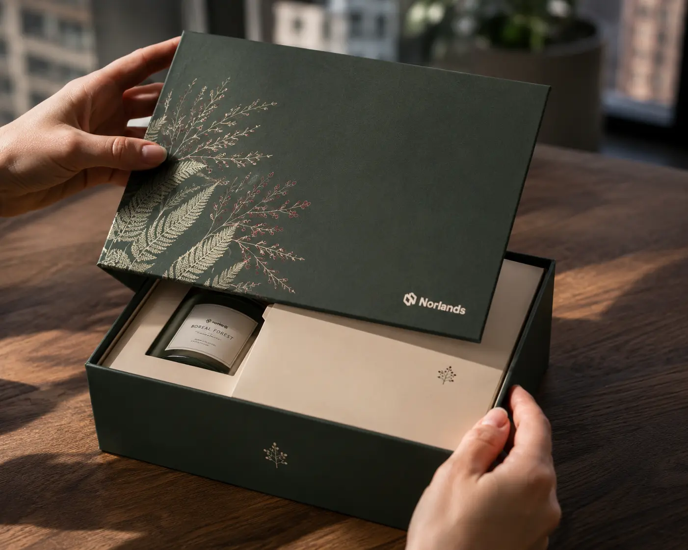 Custom Gift Boxes in Vancouver displayed in multiple branded packaging designs