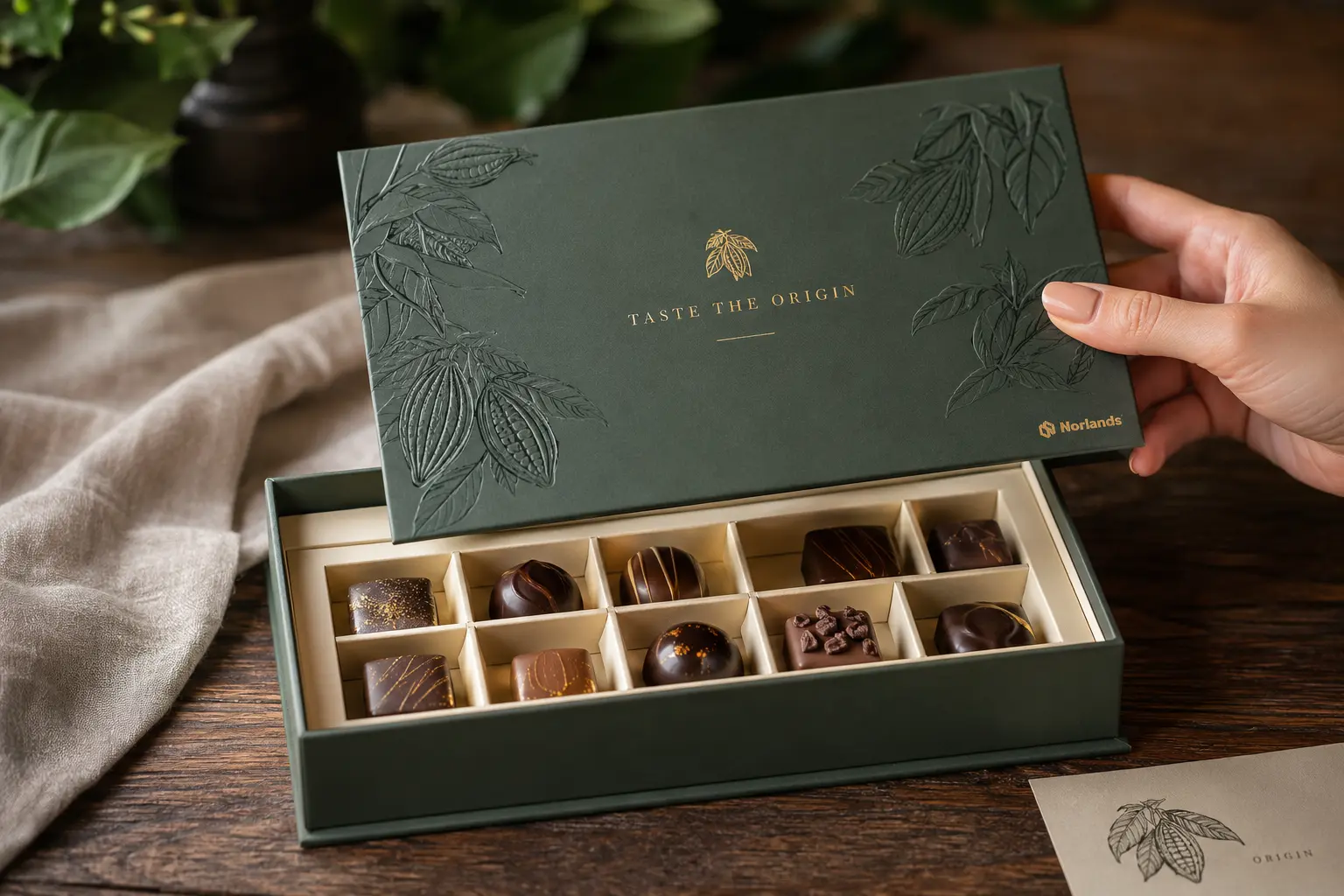 Luxury custom chocolate gift box manufactured for premium food packaging in Canada
