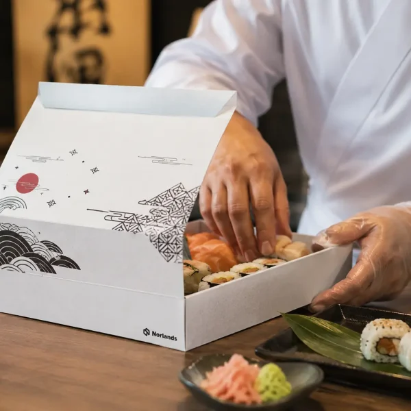Custom sushi takeaway box showcasing premium custom food packaging Canada solutions
