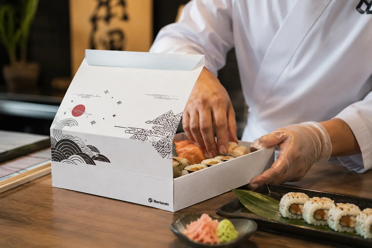 Custom sushi takeaway box showcasing premium custom food packaging Canada solutions