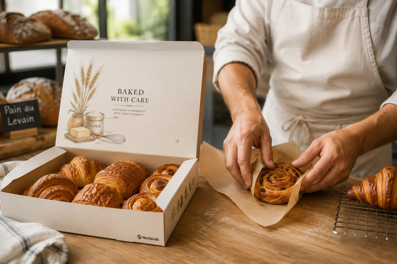 Custom bakery pastry box designed for artisan food packaging in Canada