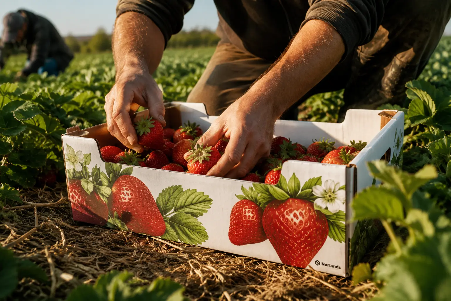 Custom corrugated produce box used for fresh strawberry packaging in Canada