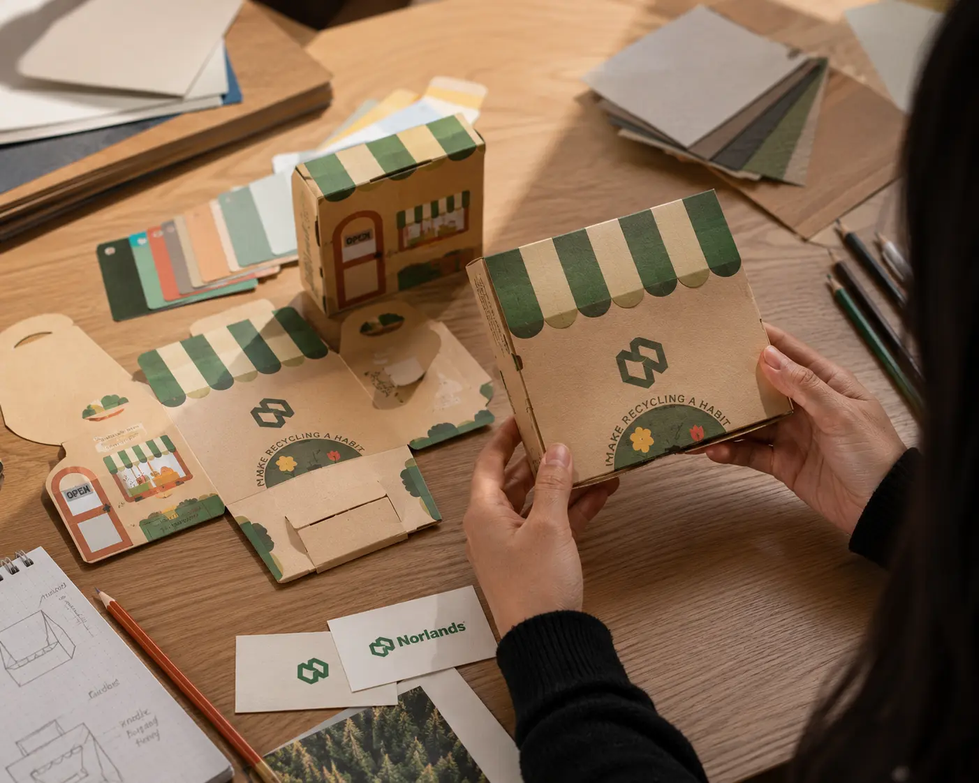 Custom herbal tea packaging design with premium printed carry box created for Canadian retail brands