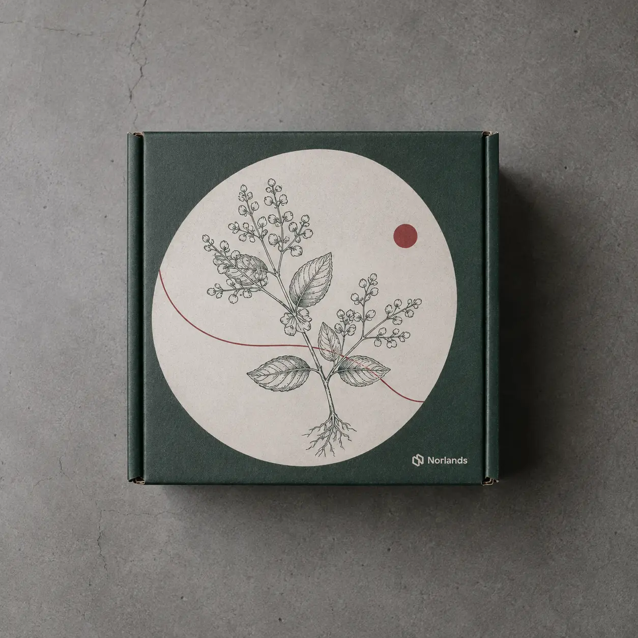 Custom made printed box in Canada featuring premium botanical packaging design