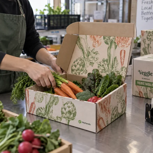 Custom packaging solutions BC with a printed corrugated box and custom structure