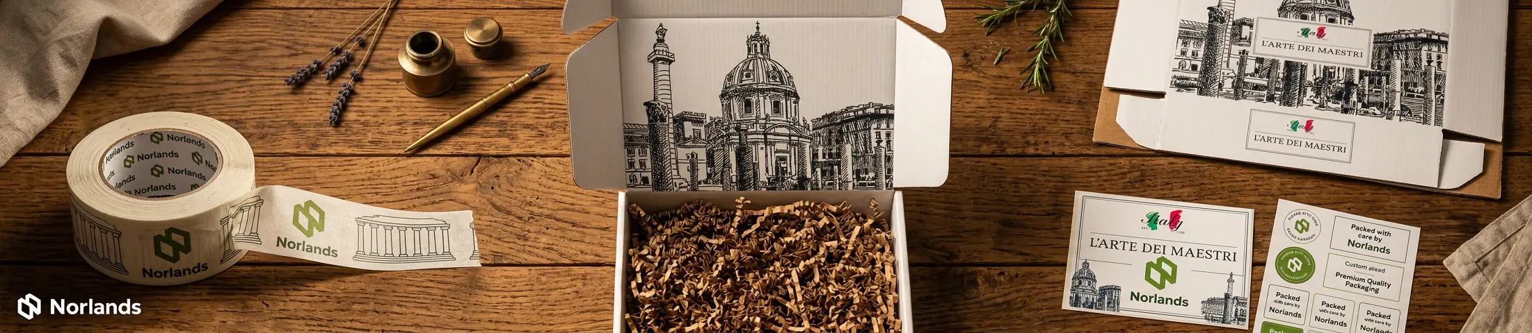 Custom box printing Canada featuring detailed red artwork on a white corrugated box